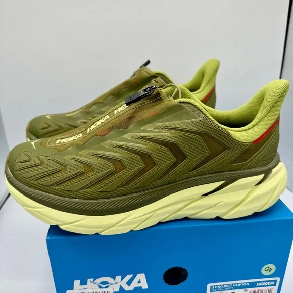 NWT Hoka Project Clifton Avocado Dark Citron Unisex Shoes ADCT Olive Green